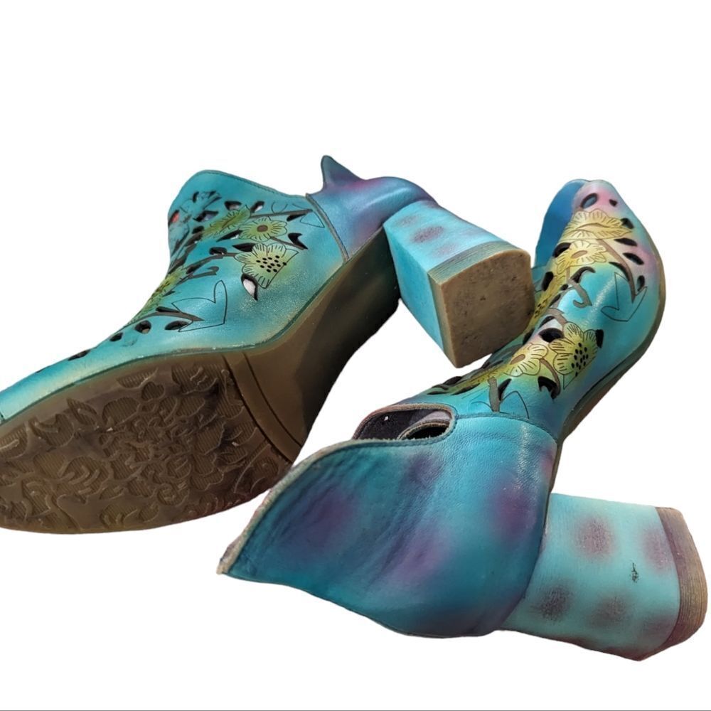 Socofy beautiful tie‎ dye floral print cutout shoes size 38 - Picture 8 of 8